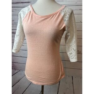 Delias Raglan Top Small Lace 3/4 Sleeve Shirt Womens Y2K 90s ReAd Elena Gilbert